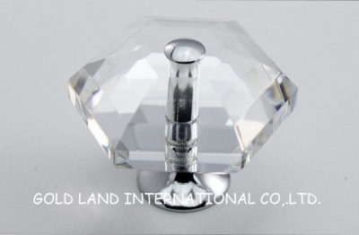 D40mm Free shipping pure brass top quality K9 crystal glass furniture cabinet knob/copper base bedroom knob