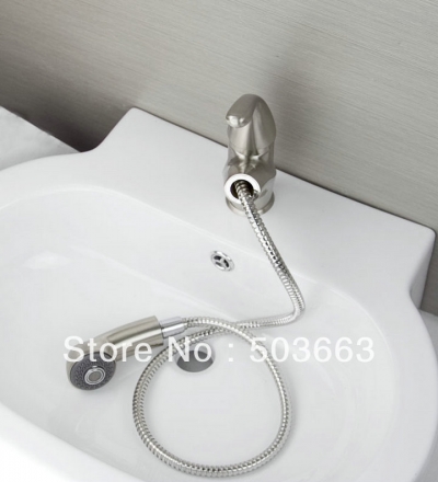 Luxury Nickel Brushed Deck Mounted Single Lever Bathroom Pull Out Basin Mixer Tap Faucet Vanity Faucet L-6011