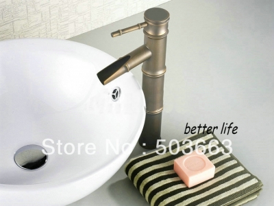 New Antique Brass Finish Bathroom Basin Sink Mix Tap Waterfall Faucet Vanity Faucets Vessel Faucet L-302