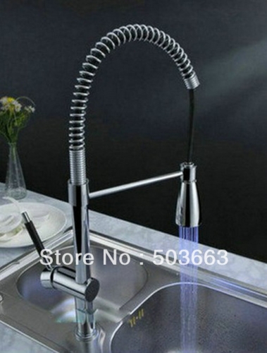 New Chrome Water Powered Led Faucet Pull Out kitchen Mixer S-692