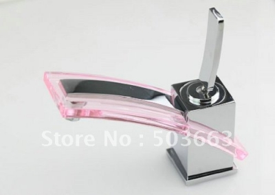 Pink Glass Style Bathroom Basin Sink Mixer Tap Chrome Faucet CM0160