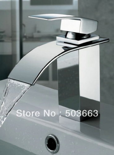 Pro Bathroom surface Mount Single Hole Chrome Finish Faucet Waterfall Tap L-103