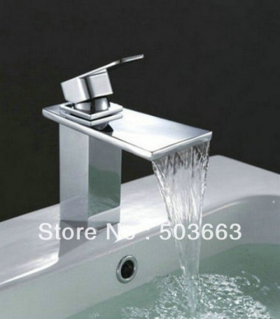 Waterfall Bathroom Basin & Kitchen Sink Mixer Tap Chrome Faucet K-6130 [Bathtub-Waterfall Faucet 1143|]
