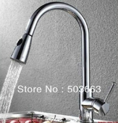Wholesale New Chrome Swivel Kitchen Brass Faucet Basin Sink Pull Out Spray Mixer Tap S-763