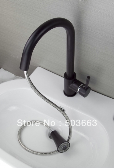 Wholesale New Oil Rubbed Kitchen Brass Faucet Basin Sink Pull Out Spray Single Handle Mixer Tap S-795 [Kitchen Pull Out Faucet 1884|]