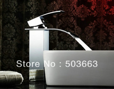 Wholesale One Handle Bathroom Basin Sink Waterfall Faucet Mixer Tap Vanity Faucet Chrome Crane S-099 [Bathroom faucet 717|]