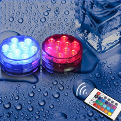 aaa battery 10 led multi color submersible waterproof wedding party decoration floral vase base light +remote [others-6476]