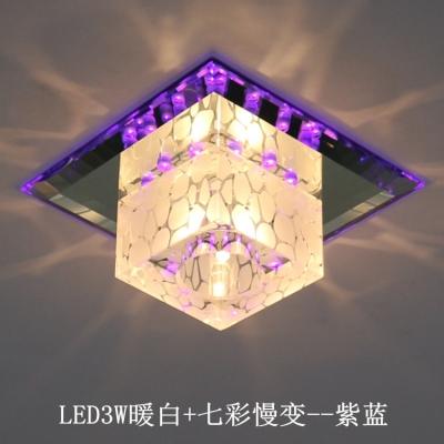 led crystal ceiling lamp+ 3w led rgb +110-240v+ surface or embedded mounted for option+