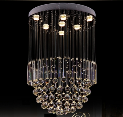 led flush mount modern lustres crystal chandelier lighting fixtures dia60*h100cm foyer lights large spiral lamp for living room