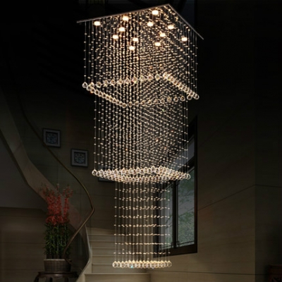 luxury modern el crystal chandelier parlor lamp indoor lighting hanging steel cord pendant lamps clear crystal luminaire [chandelier-lights-3071]