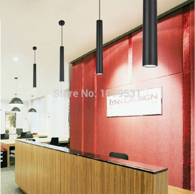 modern 1pcs/3pcs/4pcs black aluminum cylinder shape led pendant lamp for dining room el