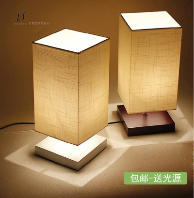 modern brief table lamps for bedroom bedside table lights wood+fabric dimmable bedroom lamp lighting fixture e27 bulb 110v/220v [desk-table-lamps-2939]