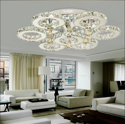 modern led k9 lustre crystal chandelier lights flush mounted bedroom living room stainless steel lighting fixture luminaria [modern-crystal-chandelier-7158]