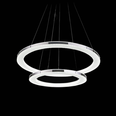 modern led pendant lamp 2 rings acrylic metal chrome pendant light for dinning room living room