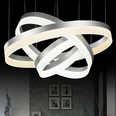 multi rings led pendant light modern led rings combination acrylic suspension lamp aluminum drop light [modern-pendant-light-6700]