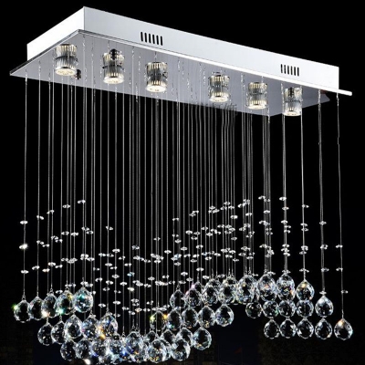 rectangle crystal ceiling light fixture gu10 bulbs crystal curtain wave ceiling lights for dining room prompt [crystal-ceiling-light-7262]