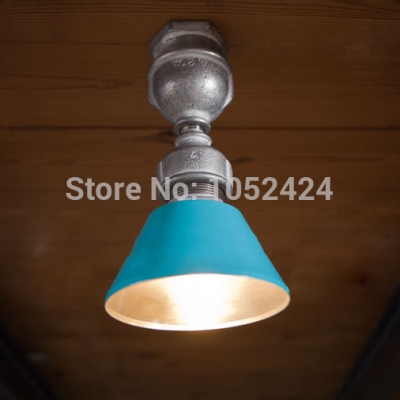 vintage water pipe led ceiling lights e26 e27 3w bulb bed study living room lights d14cm shades