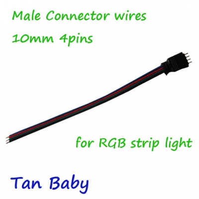 whole,200pcs/lot male connection with cabel for 5050 rgb led strip light no need soldering , [led-strip-connector-3685]