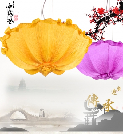 whole latest selling chinese style handmade fabrics lotus dropping lights muticolor water lily hanging lamp