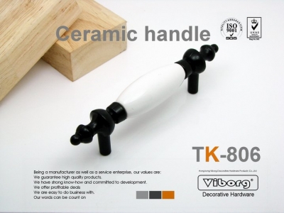 (4 pieces/lot) 76mm VIBORG Ceramic+Zinc Alloy Drawer Handles& Cabinet Handles &Drawer Pulls & Cabinet Pulls, T-806