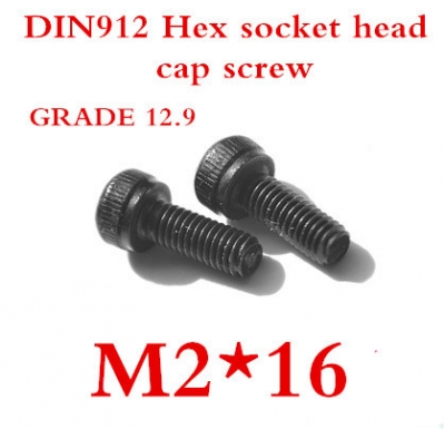 !!!100pcs/lot din912 alloy steel grade12.9 m2*16 hexagon socket head cap screw