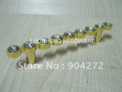 10PCS/ LOT FREE SHIPPING 140 MM CLEAR CRYSTAL HANDLE WITH ALUMINIUM ALLOY GOLD METAL PART