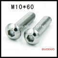 10pcs iso7380 m10 x 60 a2 stainless steel screw hexagon hex socket button head screws