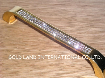 160mm Free shipping K9 crystal glass glittering golden color furniture long handles