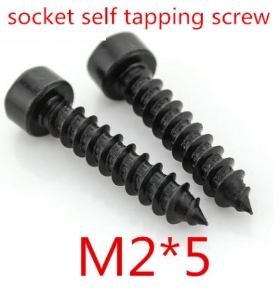 200pcs/lot m2*5 hex socket head self tapping screw grade 10.9 alloy steel with black