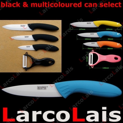 3" 4" 5" inch larcolais Paring Fruit Utility Black or Multicoloured Handle Ceramic Knife Set + Peeler Christmas