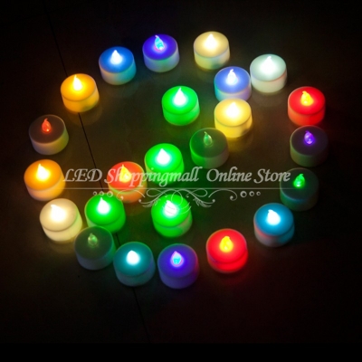 30pcs/lot electronic led candle flameless 7 color changing smokeless filcker tea light candles for wedding party decoration