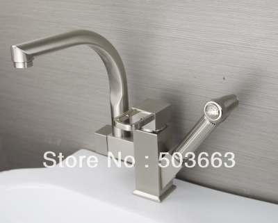 360 degree Swivel Kitchen Faucet Pull Out Nickle Brushed Mixer Brass Taps Vanity Faucet L-9004