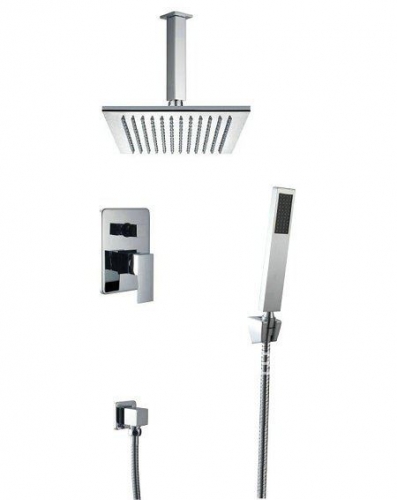 8" Bathroom Rainfall Shower head+ Arm + Hand Spray+Valve Shower Faucet Set CM0440