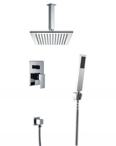 8" Bathroom Rainfall Shower head+ Arm + Hand Spray+Valve Shower Faucet Set CM0440 [Shower Faucet Set 2122|]