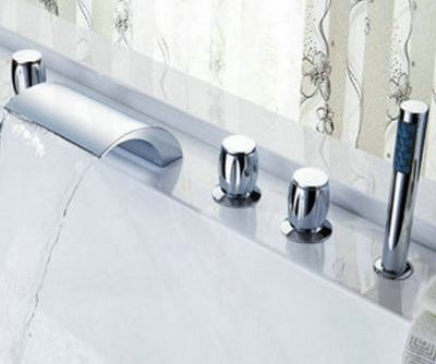 Big Waterfall Bathroom Ceramic valve Tap Chrome Sink Tub Faucet CM0522 [Bathroom Faucet-3 or 5 piece set]
