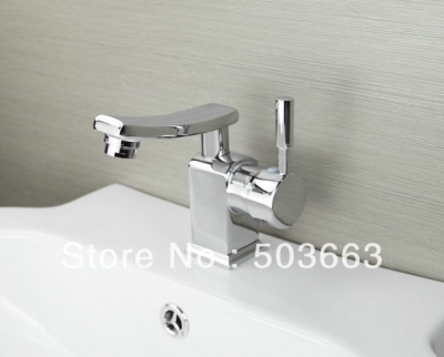 Chrome Finish Deck Mounted Swivel Spout Bathroom Basin Brass Mixer Tap Vanity Faucet L-6051 [Bathroom faucet 453|]