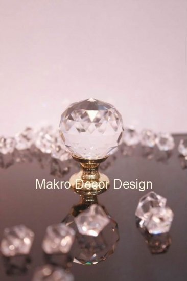 Clear crystal cabinet knob\\10pcs lot free shipping\\30mm\\brass base\\brass polished plated