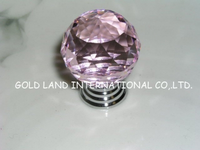 D30mm Free shipping pink crystal furniture knob crystal cabinet drawer knob/cabinet bathroom cupboard drawer door knob [A&L Crystal Glass Knobs &]