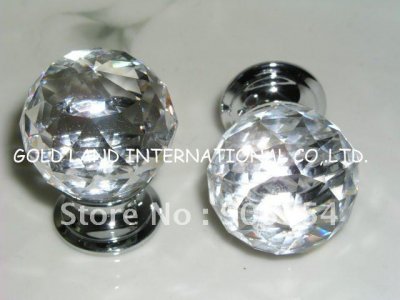 D30mmxH40mm Free shipping 30pcs/lot transparent clear crystal glass drawer knobs