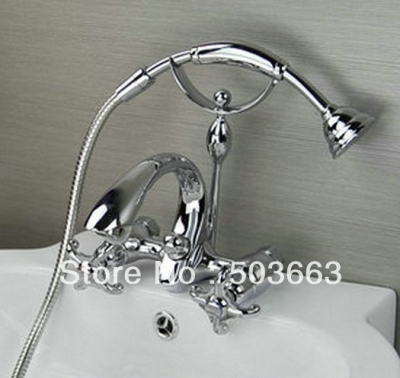 Free shipping wall-mounted two handles waterfall mixer tap b9001 bathtub faucet shower set [Wall Mount Faucet 2537|]