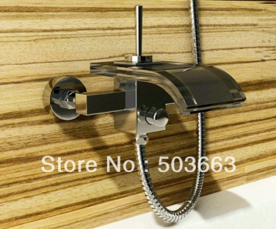 Free shipping wall-mounted waterfall glass mixer tap b8206a bathtub faucet shower set [Bathtub-Waterfall Faucet 1200|]