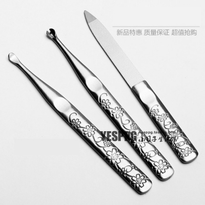 High quality full stainless steel manicure tools finger file ershao peeling fork
