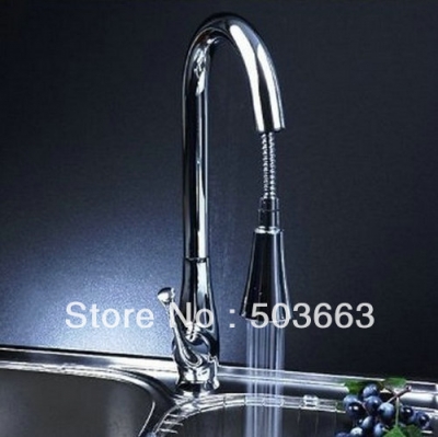 LED Chrome Kitchen Sinks Pull Out Mixer Tap Faucet Swivel S-698