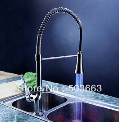 LED pull out basin kitchen faucet mixer tap 3 colors b088