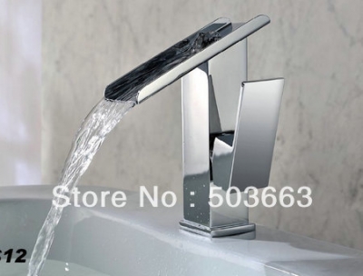 New Deck Mount Bathroom Basin Faucet Brass Waterfall Tap L-106