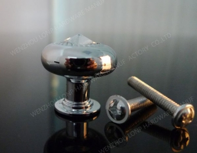 New Products Decorative Hardware Clear K9 Crystal Handle with Zinc Alloy Chrome Metal Part(Diameter.:24mm,Height:24mm)