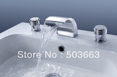 New Waterfall Bathtub Basin Sink Spout Mixer Tap Chrome Finish 3 PCS Faucet Set K-6184