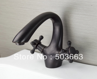 Oil rubbed bronze Solid Brass Deck Mounted Bathroom Basin Sink Faucet Mixer Tap Vanity Faucet L-7007 [Bathroom faucet 588|]