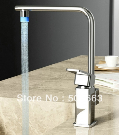 Pro Single Hole Led Deck Mount Kitchen Swivel Faucet Brass Mixer Tap L-109 [Kitchen Led Faucet 1719|]