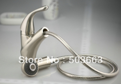 Single Handle Nickel Brushed Finish Bathroom Basin Sink Faucet Mixer Taps Vanity Brass Faucet L-9017